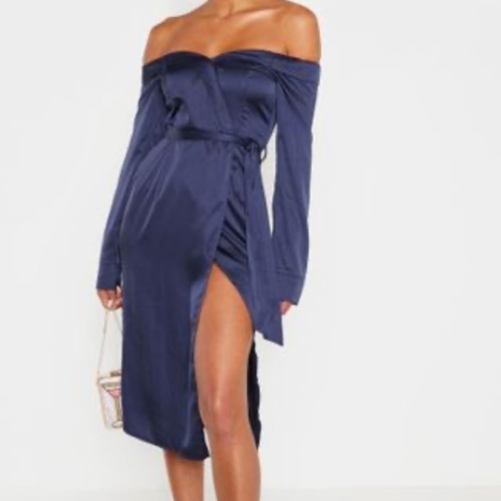 Navy off the shoulder dress